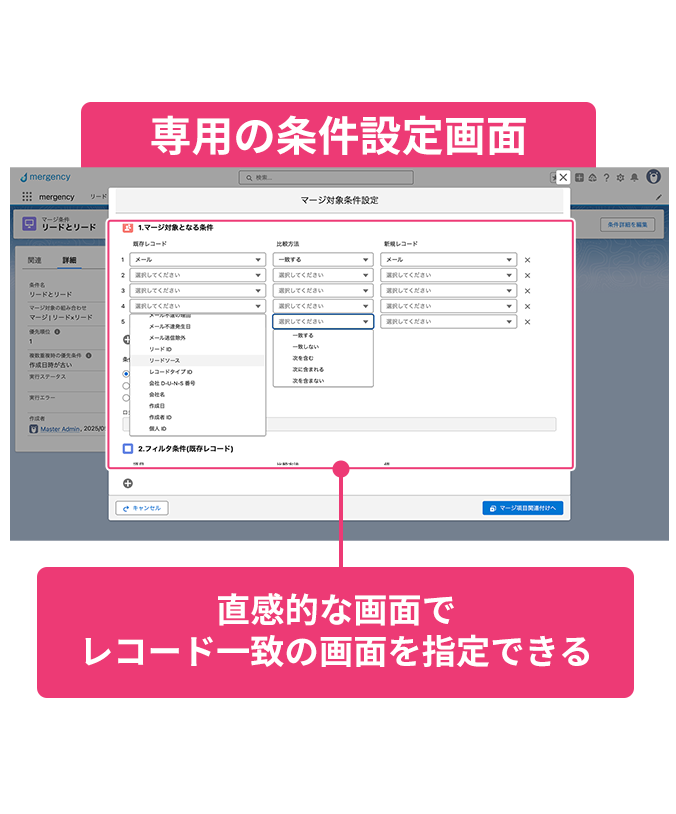 mergencyだから対応できる複雑な連携設定のイメージ